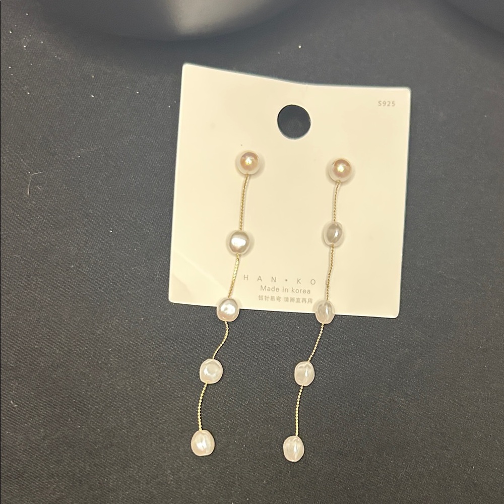 Gold and Pearl Drop Earrings